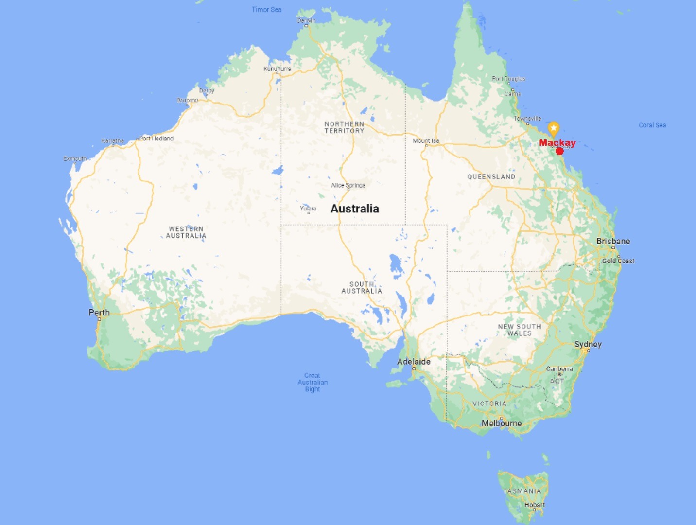 International Freight Shipping Airfreight Sea Containers   Australia Map MACKAY Large 